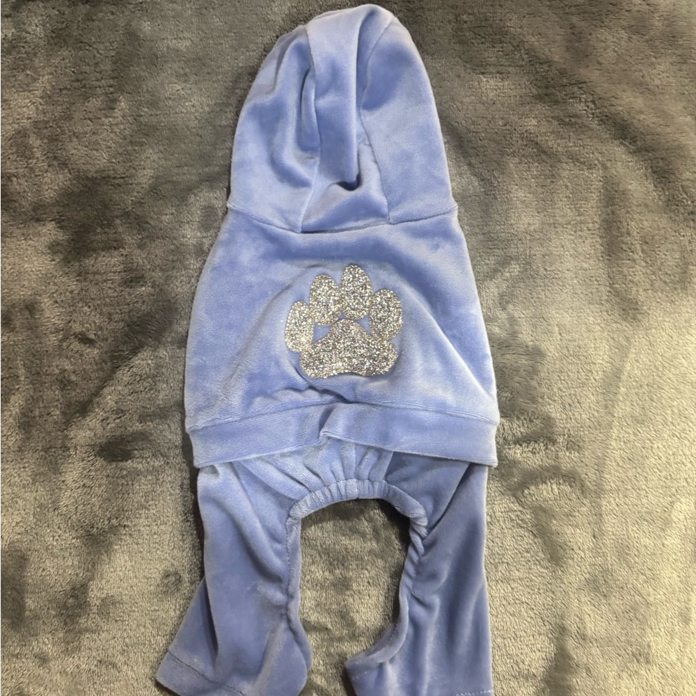 Isaac Mizrahi Light Blue Dog Hoodie with Glitter Paw